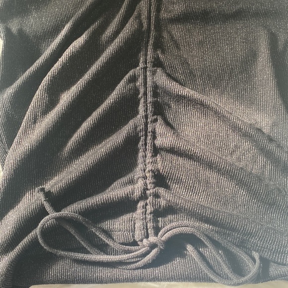 FOREVER 21+ Off Shoulder Longsleeve Black Dress with Silver Sparkle - Picture 4 of 5